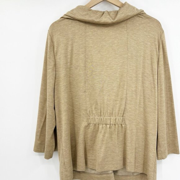 St. John Spa Beige Zip Up Cowl Neck Lightweight Jacket L Lounge Leisure Beach - Picture 9 of 10